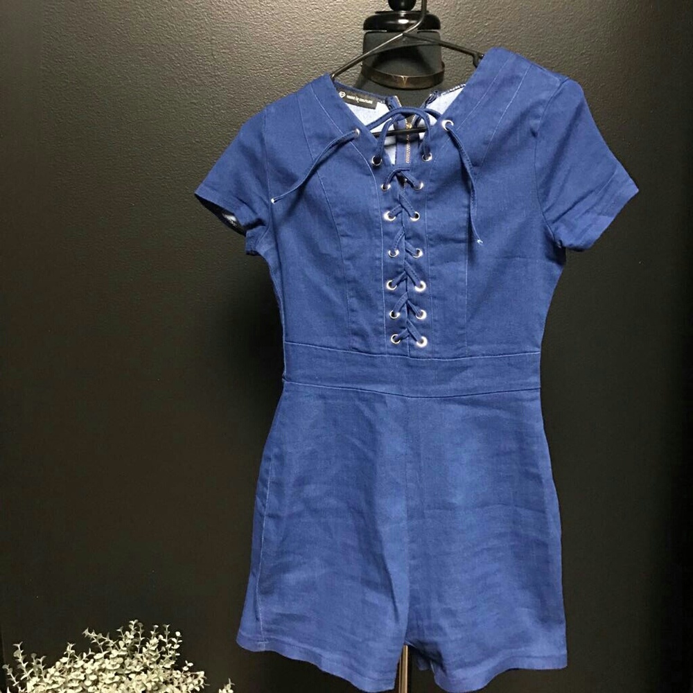 HOUSE OF COUTURE Jean Romper Dress Sz S